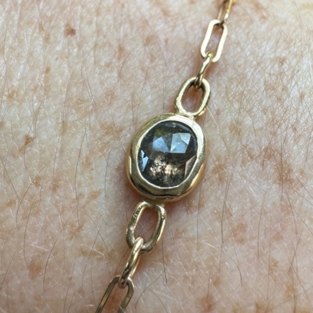 14k Solid Yellow Gold Salt And Pepper Diamond Bracelet - Picture 6 of 6